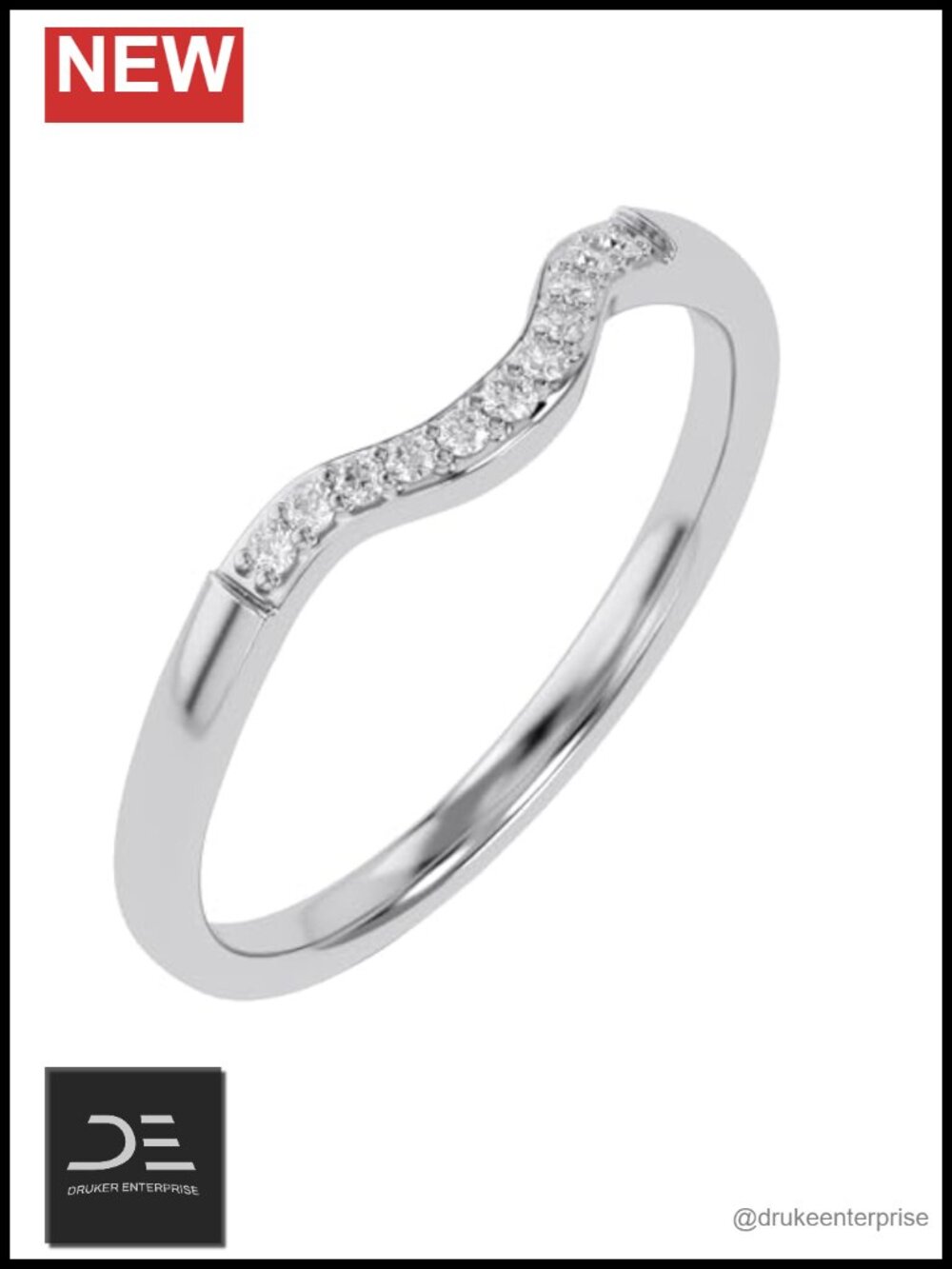 Curved Stackable Wedding Band 0.06ctw Round Natural Diamond Ring